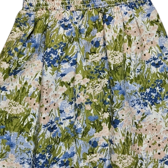 Reformation Greyson Hillside Floral Linen Mini Dress Sz S Smocked Puff Sleeves - Picture 10 of 16